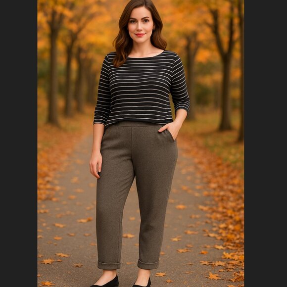 J. Jill Wearever Cuffed Jogger Pants XLP Taupe Pull-On Stretch Pockets Casual - Picture 1 of 15